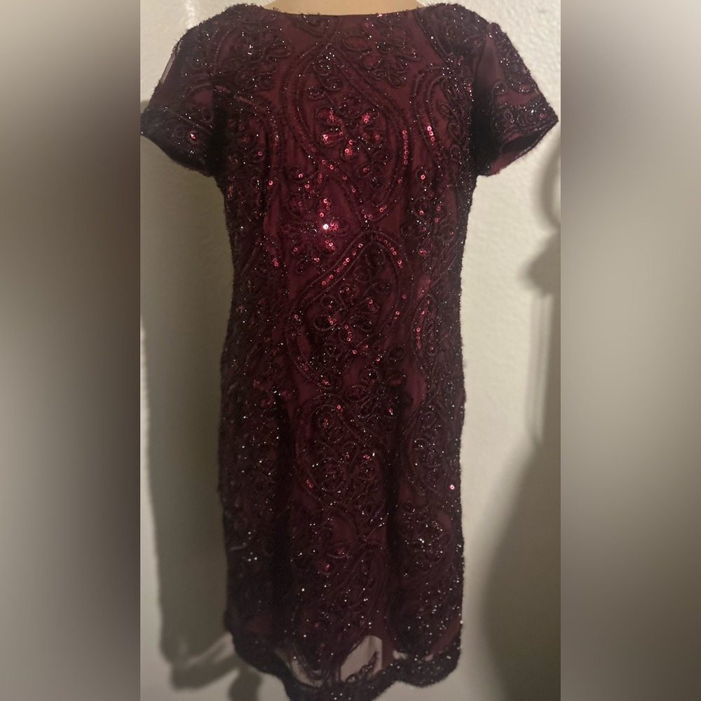 SD Collection Burgundy Sequin Mini Dress